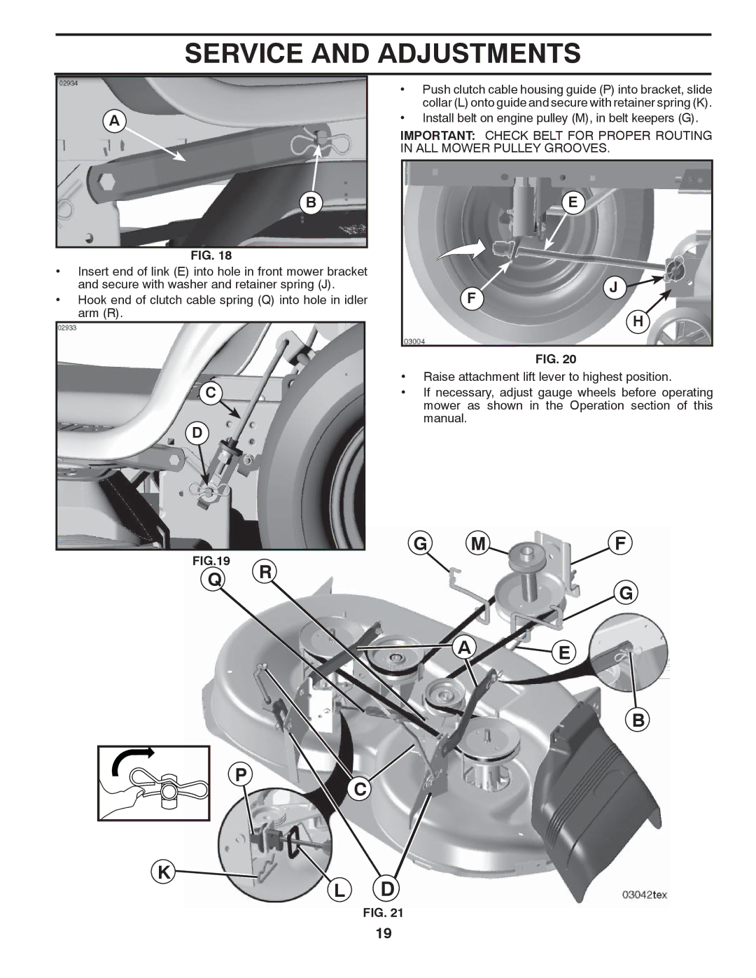 Poulan PB195H46YTX, 96042006800, 418771 manual Install belt on engine pulley M, in belt keepers G 