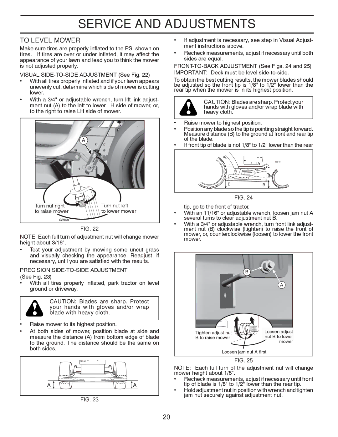 Poulan 418771, 96042006800, PB195H46YTX manual To Level Mower, Turn nut right Turn nut left To raise mower To lower mower 