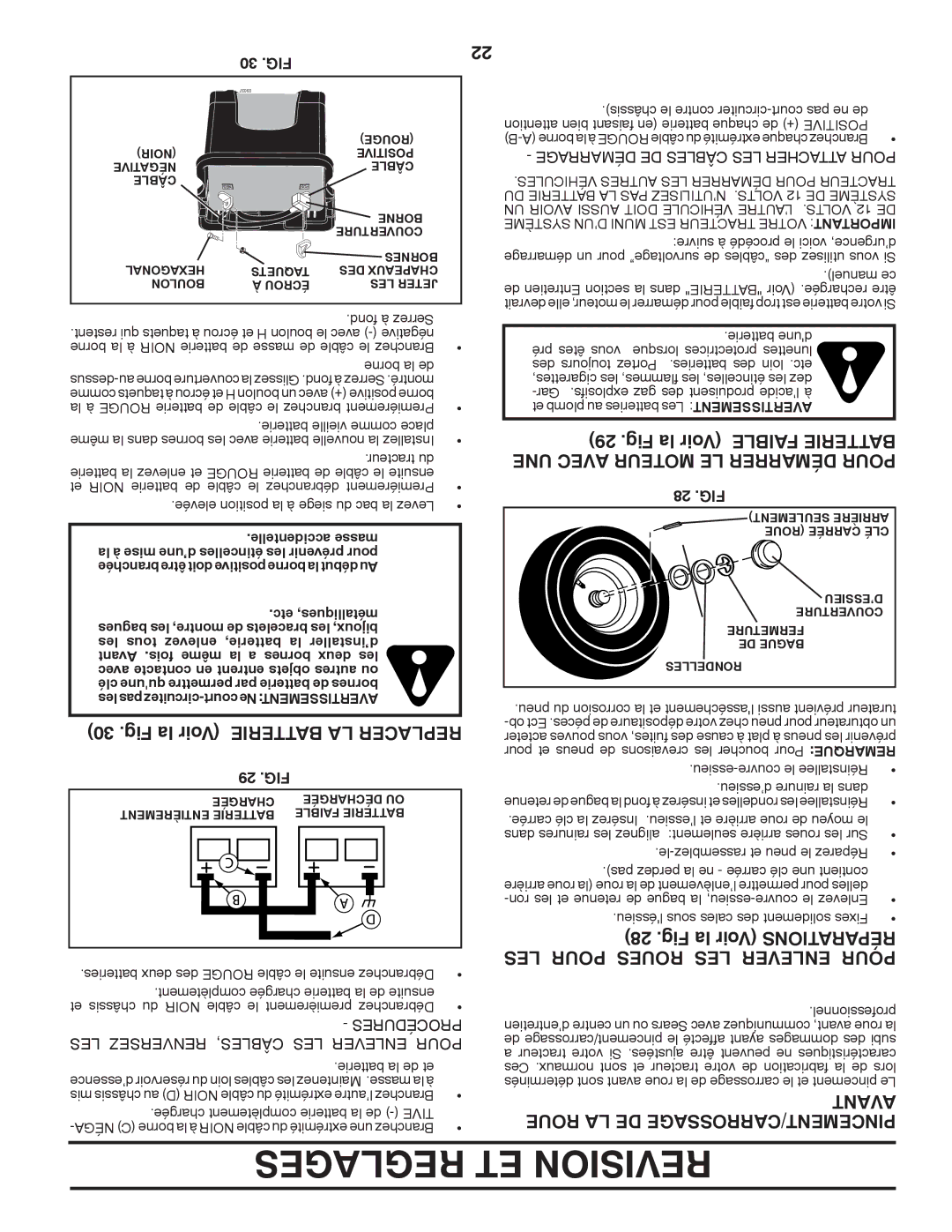 Poulan 96042006800, PB195H46YTX Fig la Voir Batterie LA Replacer, Fig la Voir Tionsraparé LES Pour Roues LES Enlever Pour 