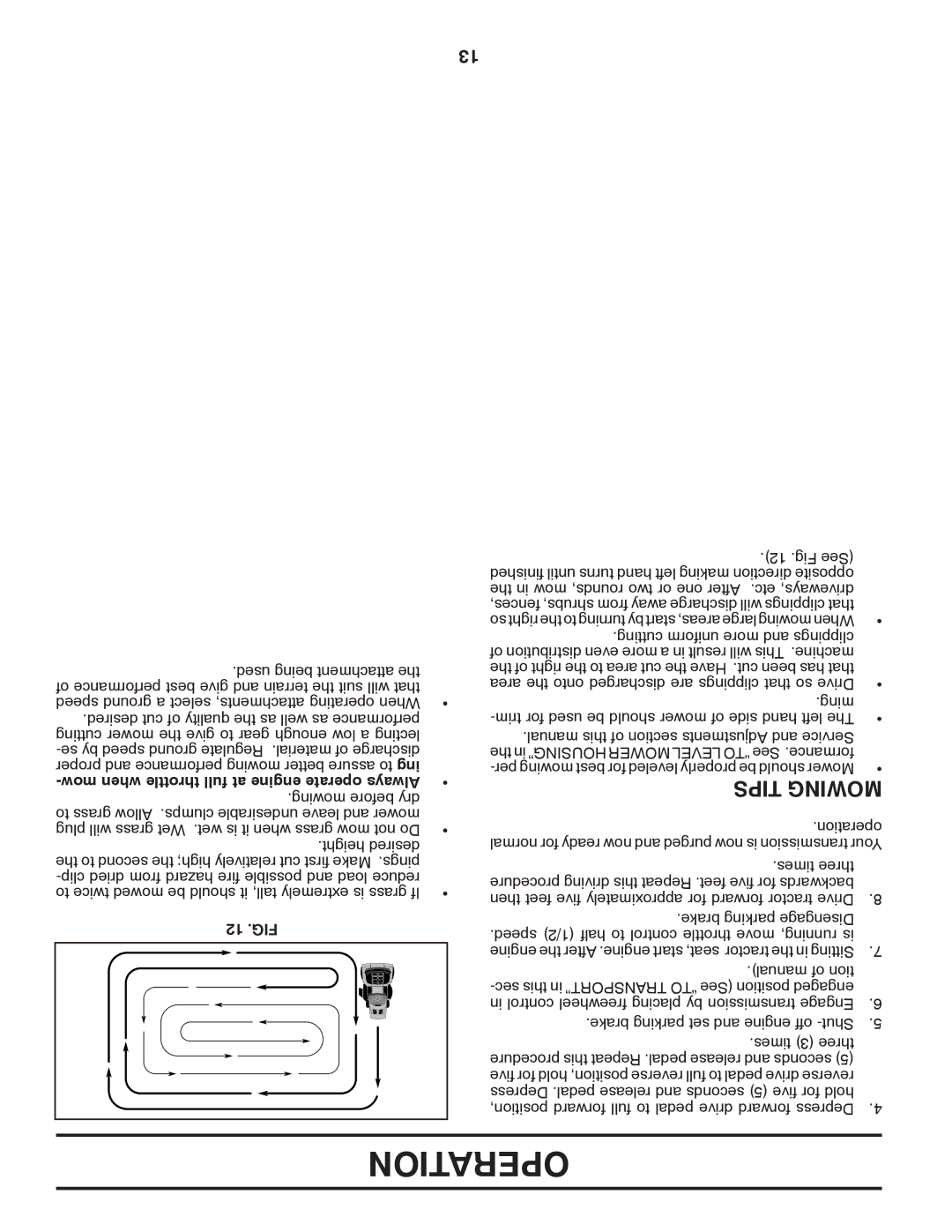 Poulan 96042006900, PB22H46YTX, 418774 manual Tips Mowing, 12 .FIG 