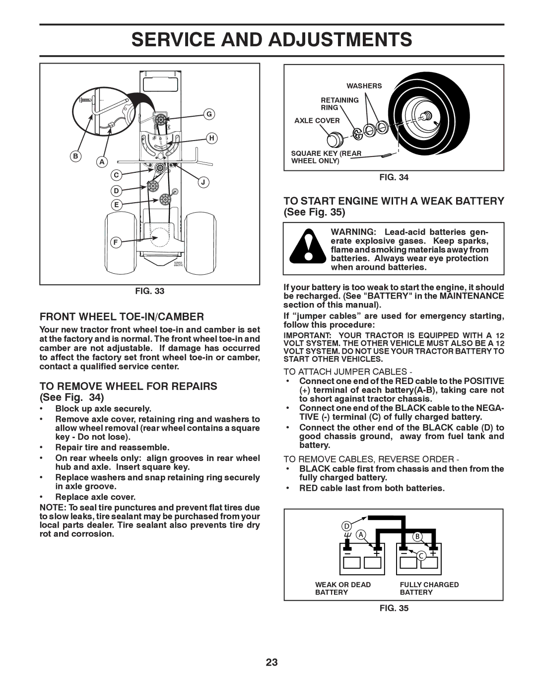 Poulan PB22H54BFX, 96042007000 manual Front Wheel TOE-IN/CAMBER, To Remove Wheel for Repairs See Fig 