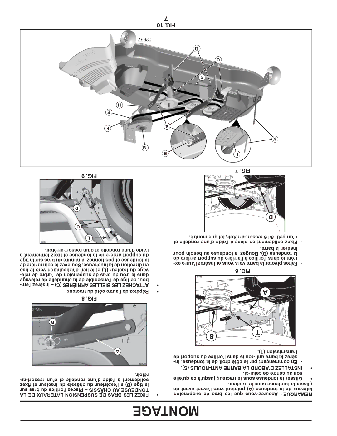 Poulan 96042007000, PB22H54BFX manual 10 .FIG, ROULIS-ANTI Barre LA D’ABORD Installez 