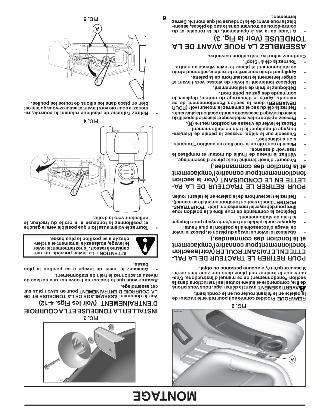 Poulan PB22H54BFX, 96042007000 manual PA LA DE Tracteur LE Retirer Pour, PAL LA DE Tracteur LE Retirer Pour 