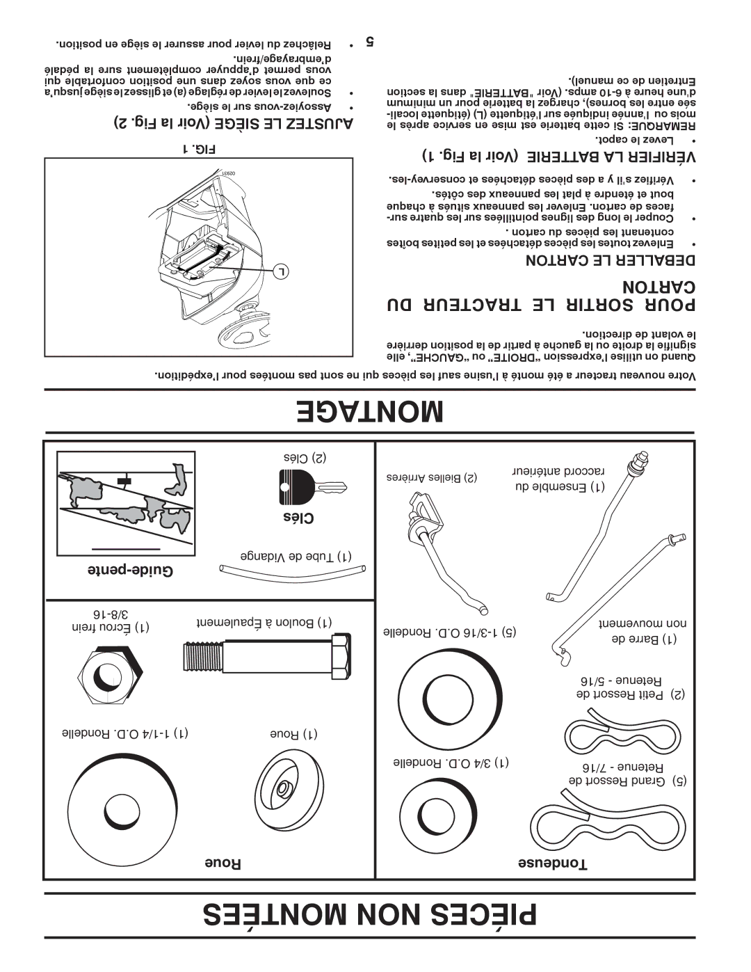 Poulan 96042007000, PB22H54BFX manual Montées NON Piéces, Toncar DU Tracteur LE Sortir Pour 