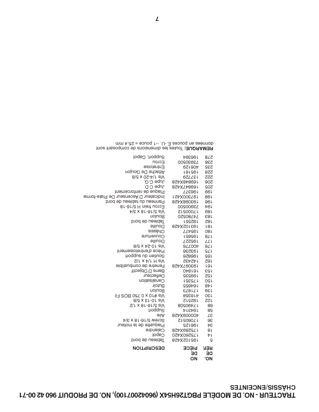 Poulan 96042007100, PBGT26H54X, 418794 manual Châssis/Enceintes 