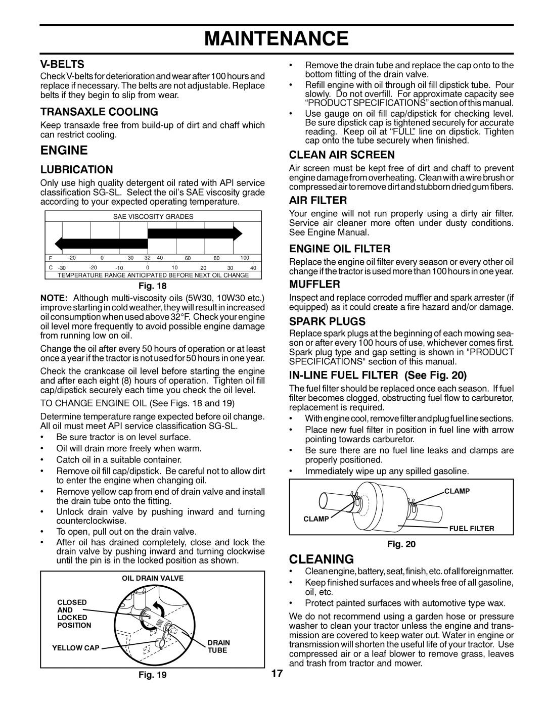 Poulan 419756, 96042007200 manual Engine, Cleaning 