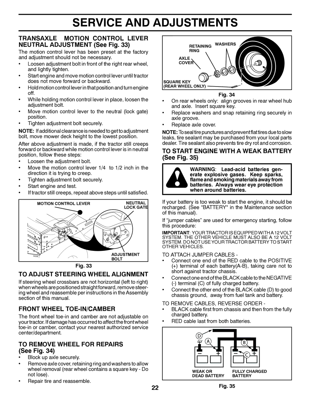 Poulan 96042007200, 419756 Transaxle Motion Control Lever Neutral Adjustment See Fig, To Adjust Steering Wheel Alignment 