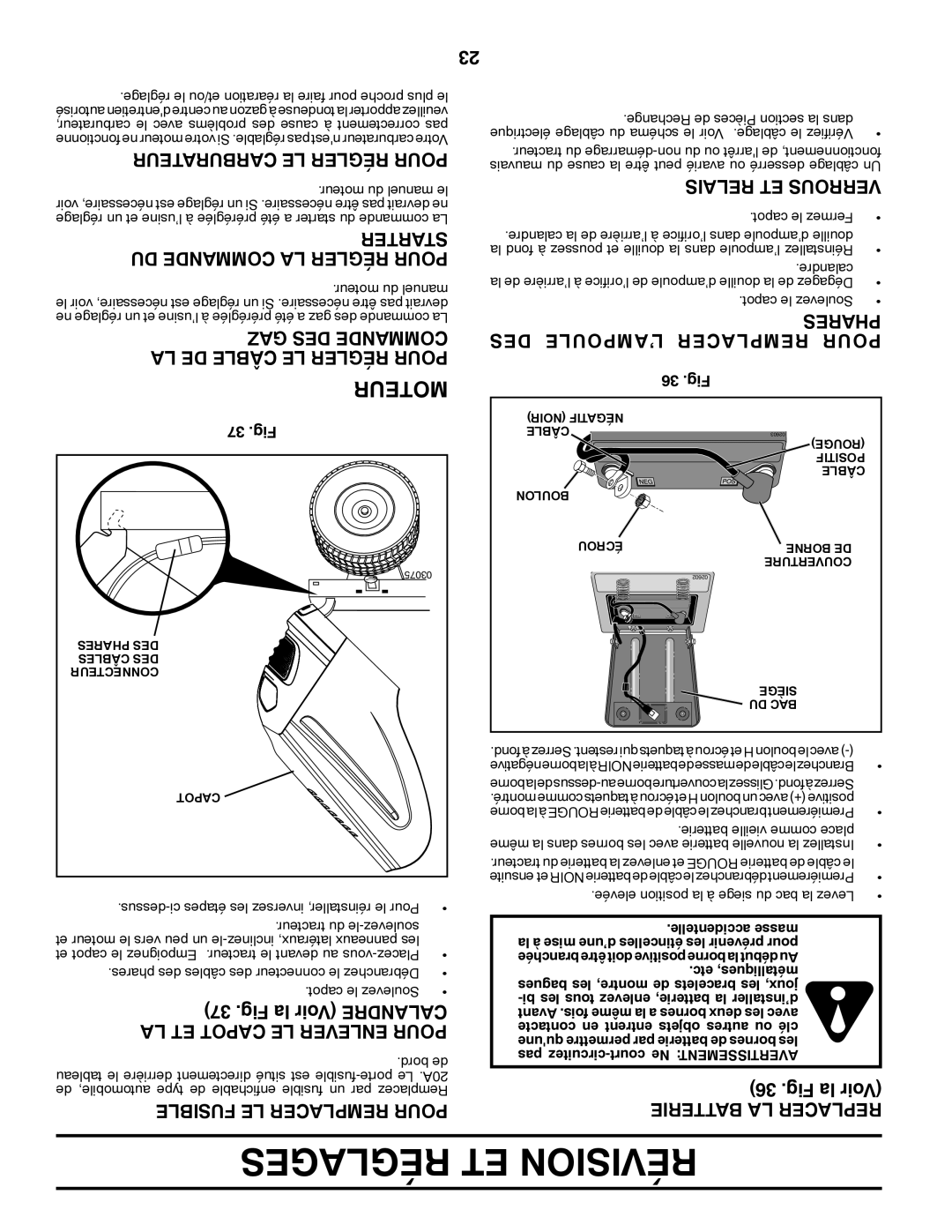 Poulan 96042007200, 419756 manual Réglages ET Révision 