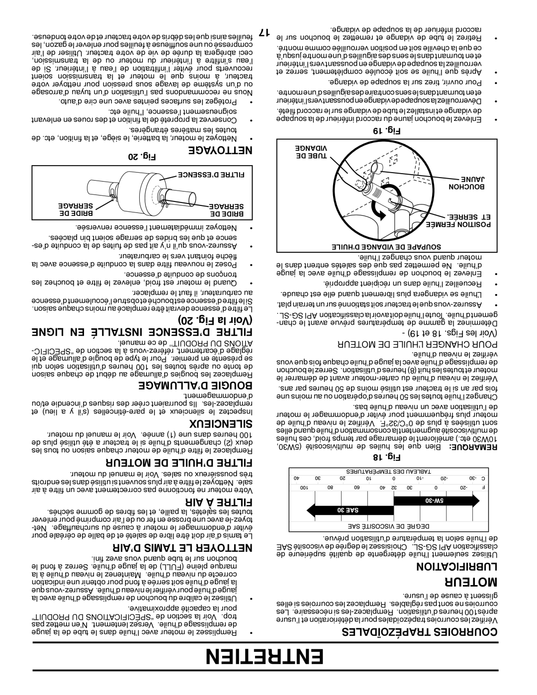 Poulan 96042007200, 419756 manual Entretien, Moteur 