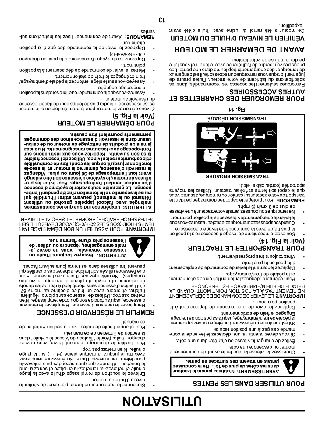 Poulan 96042007200, 419756 manual Accessoires Autres ET Charrettes DES Remorquer Pour, Moteur LE Démarrer Pour 