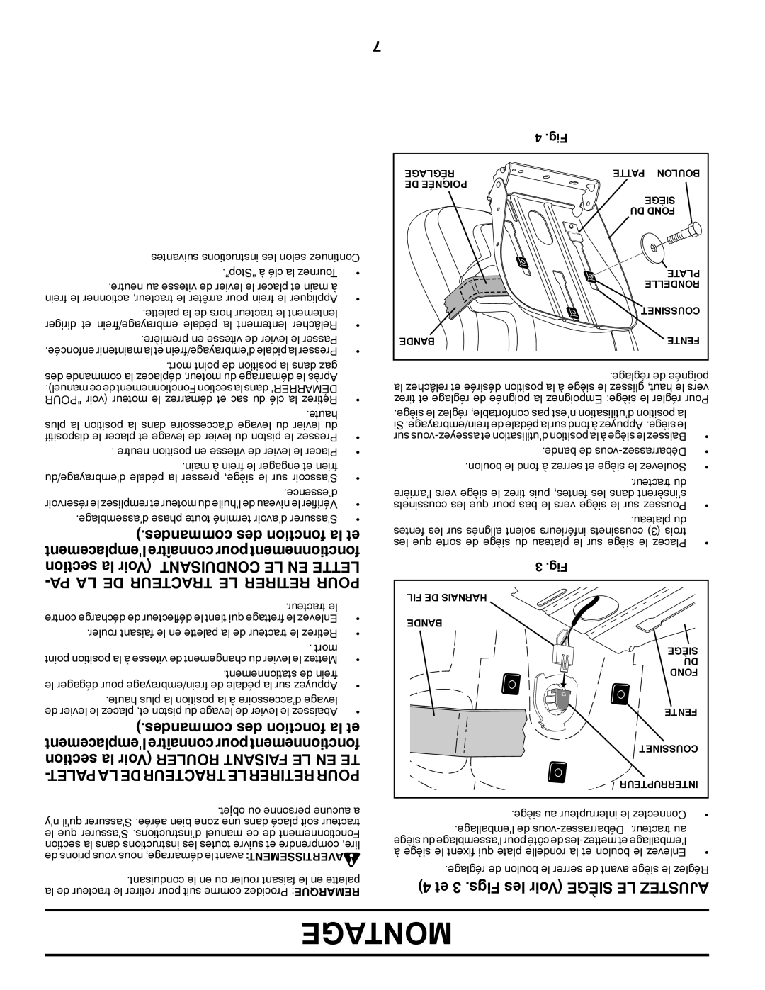 Poulan 96042007200, 419756 manual PA LA DE Tracteur LE Retirer Pour 