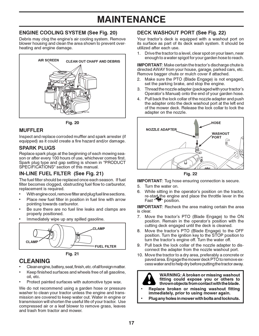 Poulan 427159, 96042007201 manual Cleaning, Muffler, Spark Plugs 