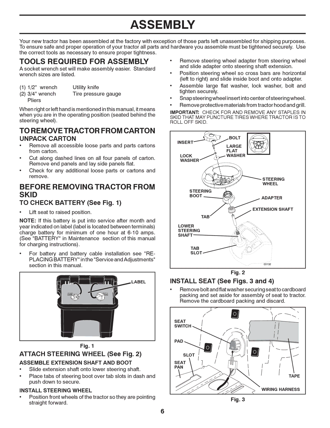 Poulan 96042007201 manual Tools Required for Assembly, To Remove Tractor from Carton, Before Removing Tractor from Skid 