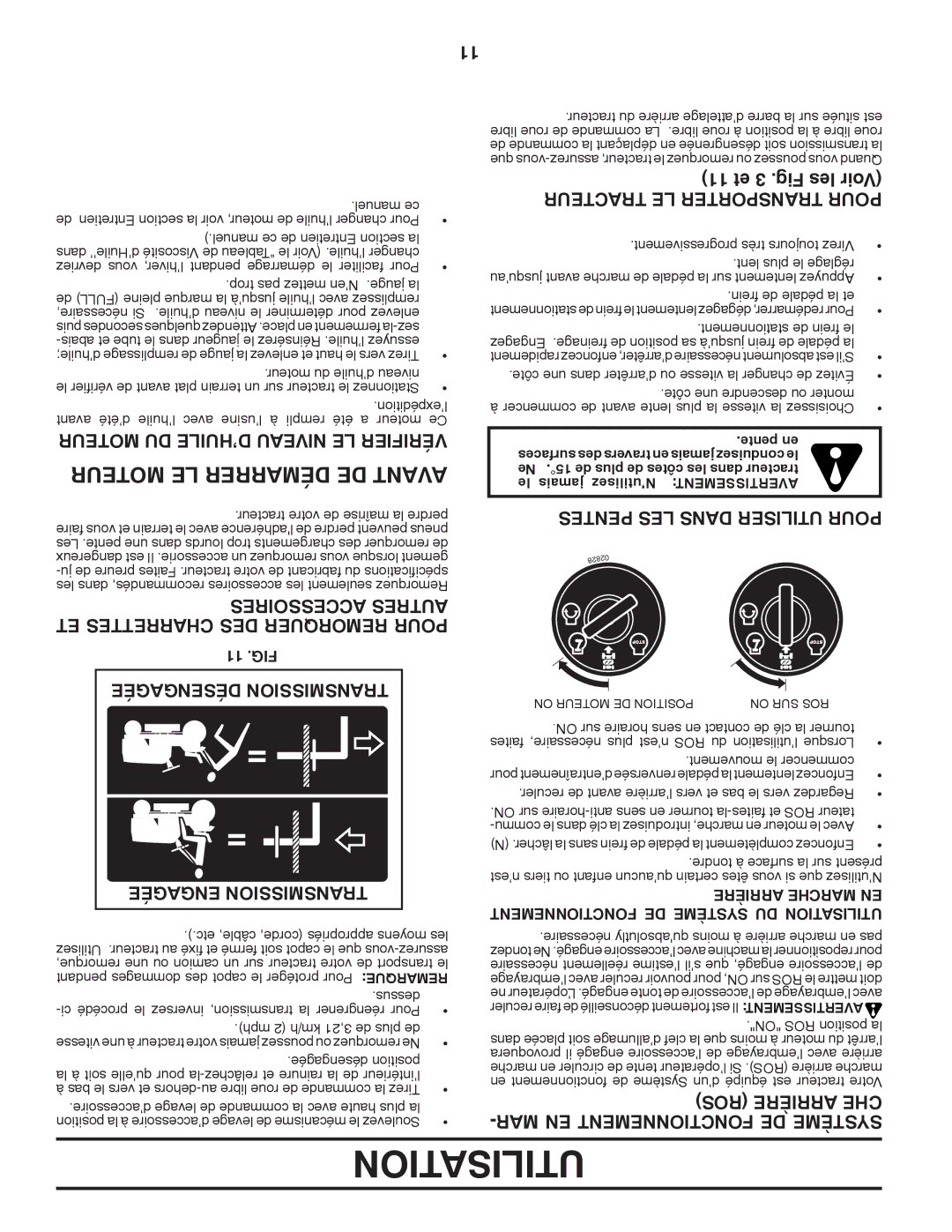 Poulan 96042007300, 419764 manual Moteur LE Démarrer DE Avant 