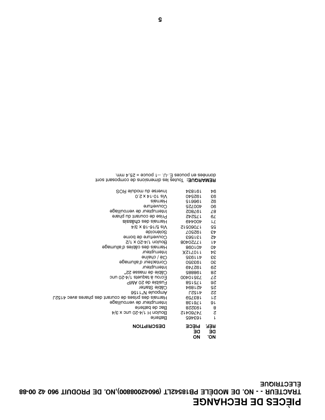 Poulan 96042008800 manual Description Pièce RÉF 
