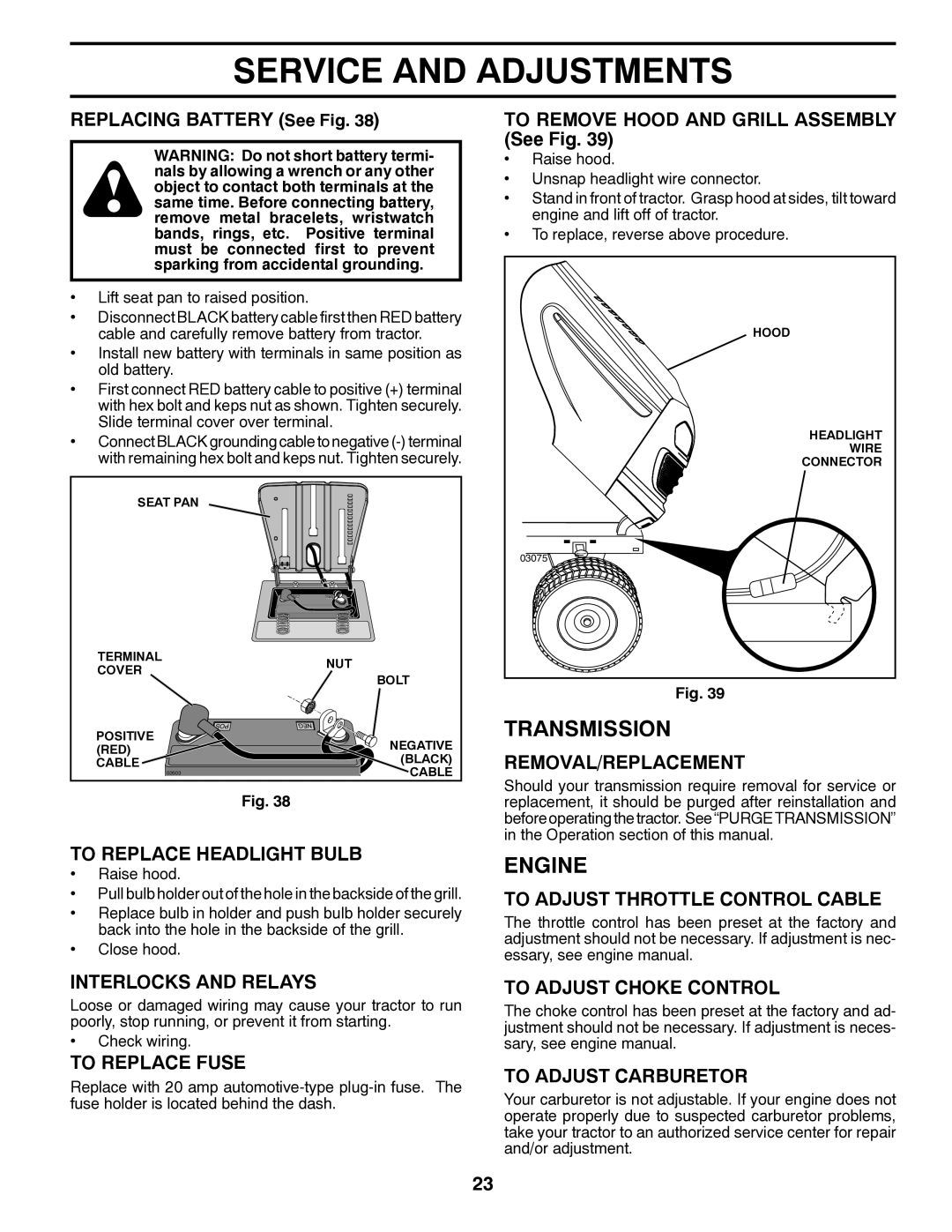 Poulan 34-80, 96042010703 manual Transmission 