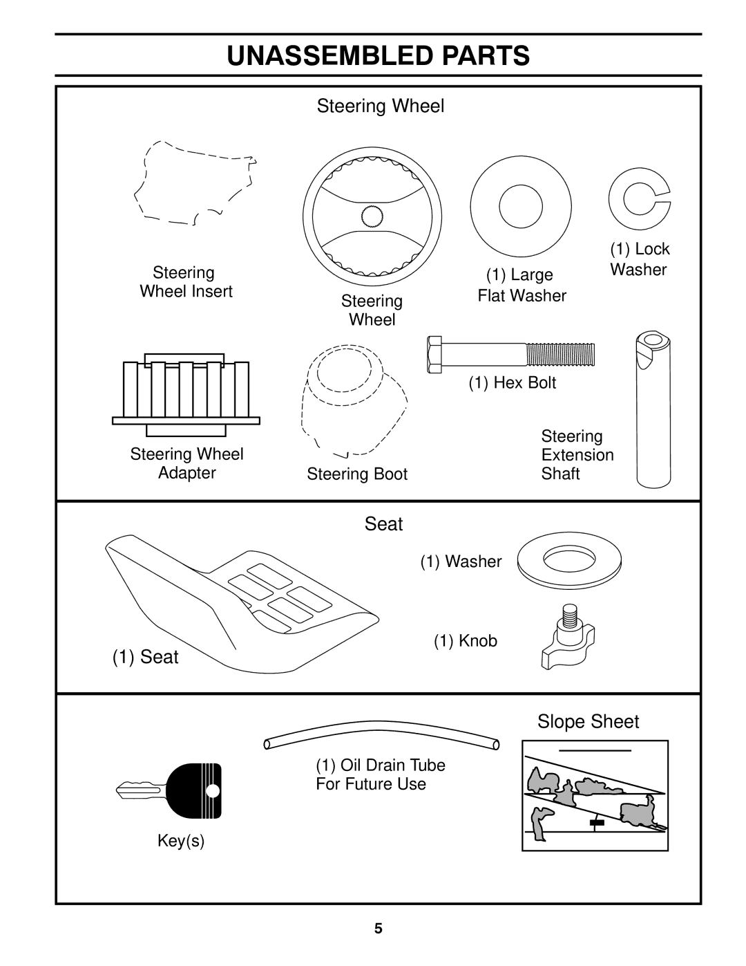 Poulan 34-80, 96042010703 manual Unassembled Parts, Steering Wheel 