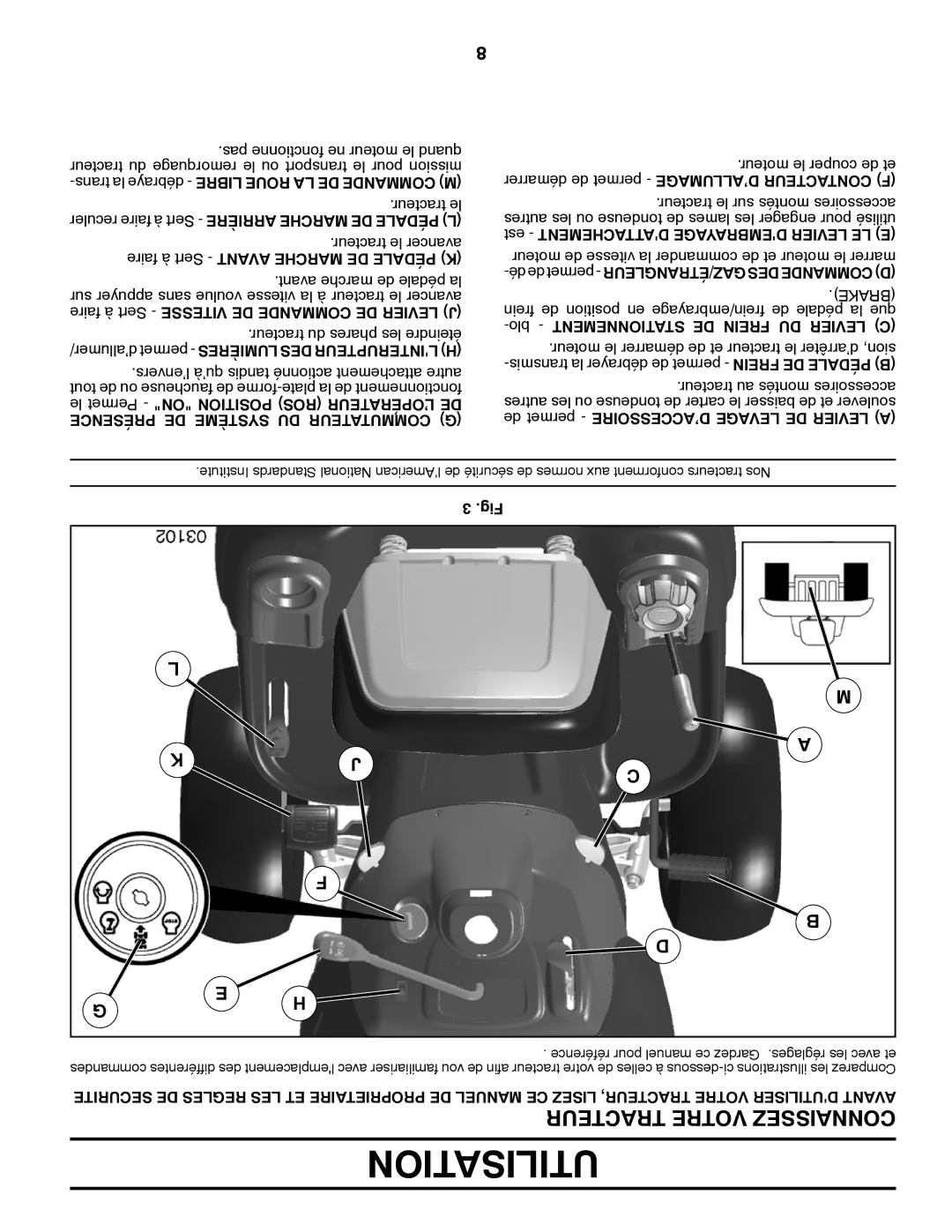 Poulan 430092, 96042010800 manual Utilisation 