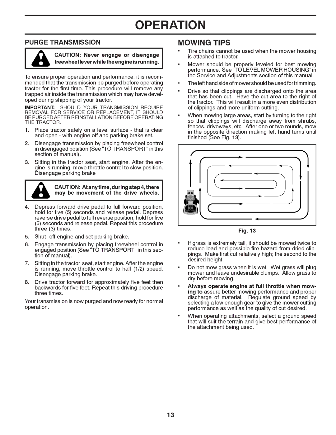 Poulan PB23H48YT, 96042010900, 433413 manual Mowing Tips, Purge Transmission 