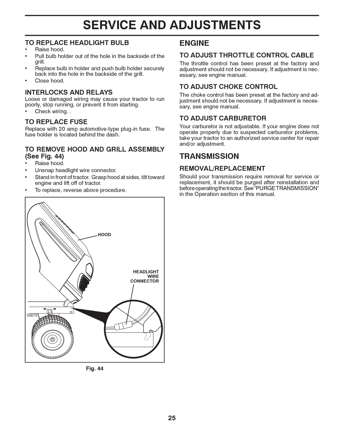 Poulan PB26H54YT, 96042011000, 433432 manual Transmission 