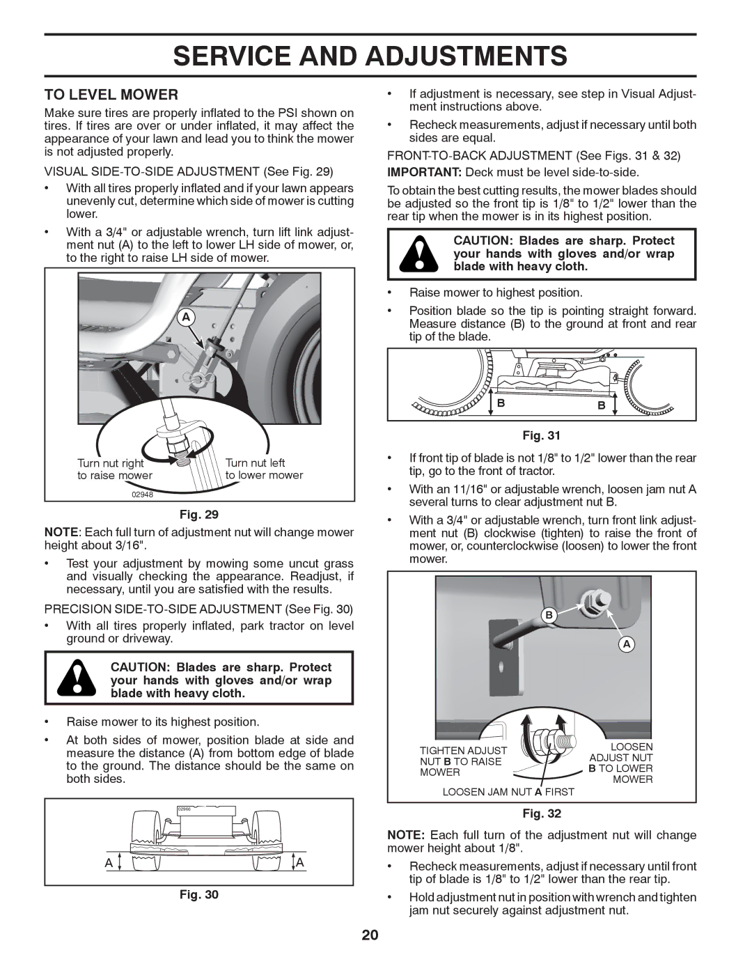 Poulan 96042012300 manual To Level Mower 