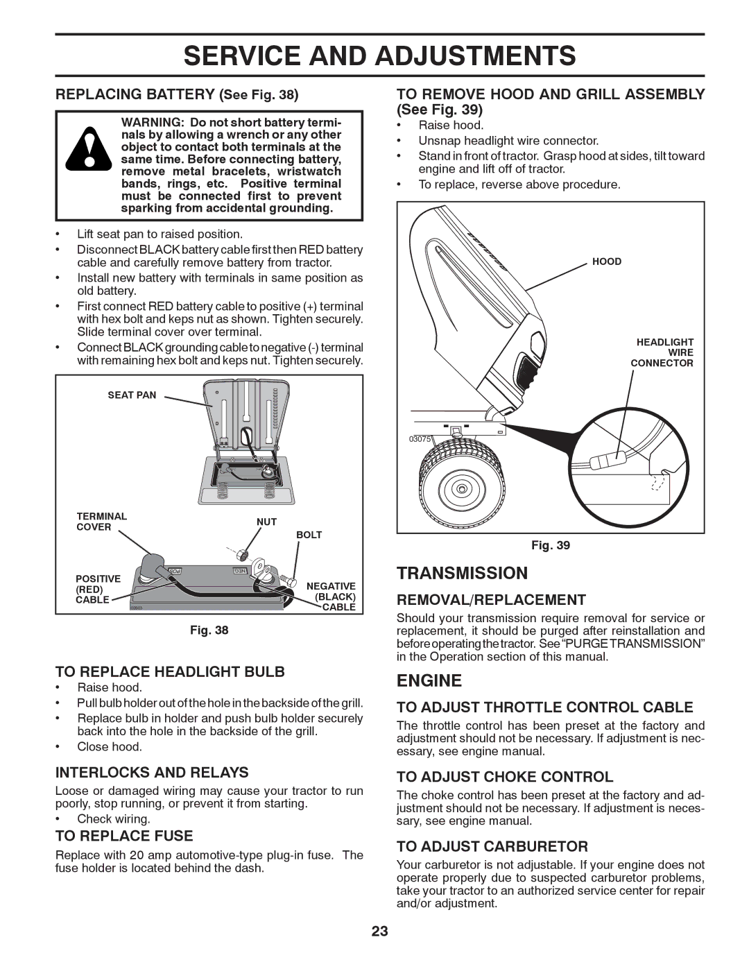 Poulan 96042012300 manual Transmission 