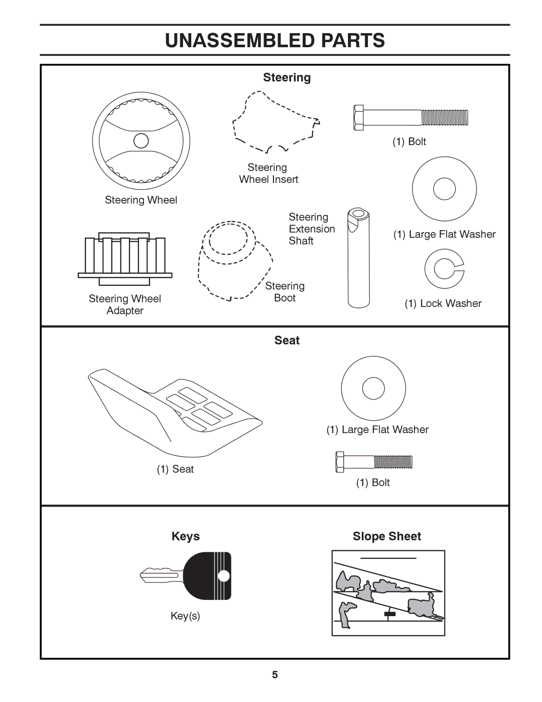 Poulan 96042012300 manual Unassembled Parts, Steering 