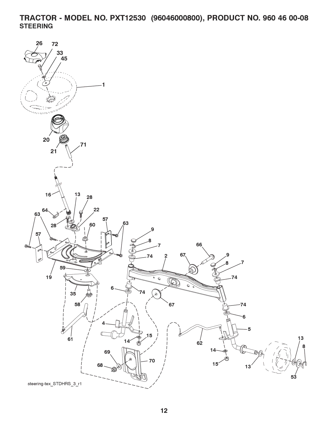 Poulan 96046000800 manual Steering 