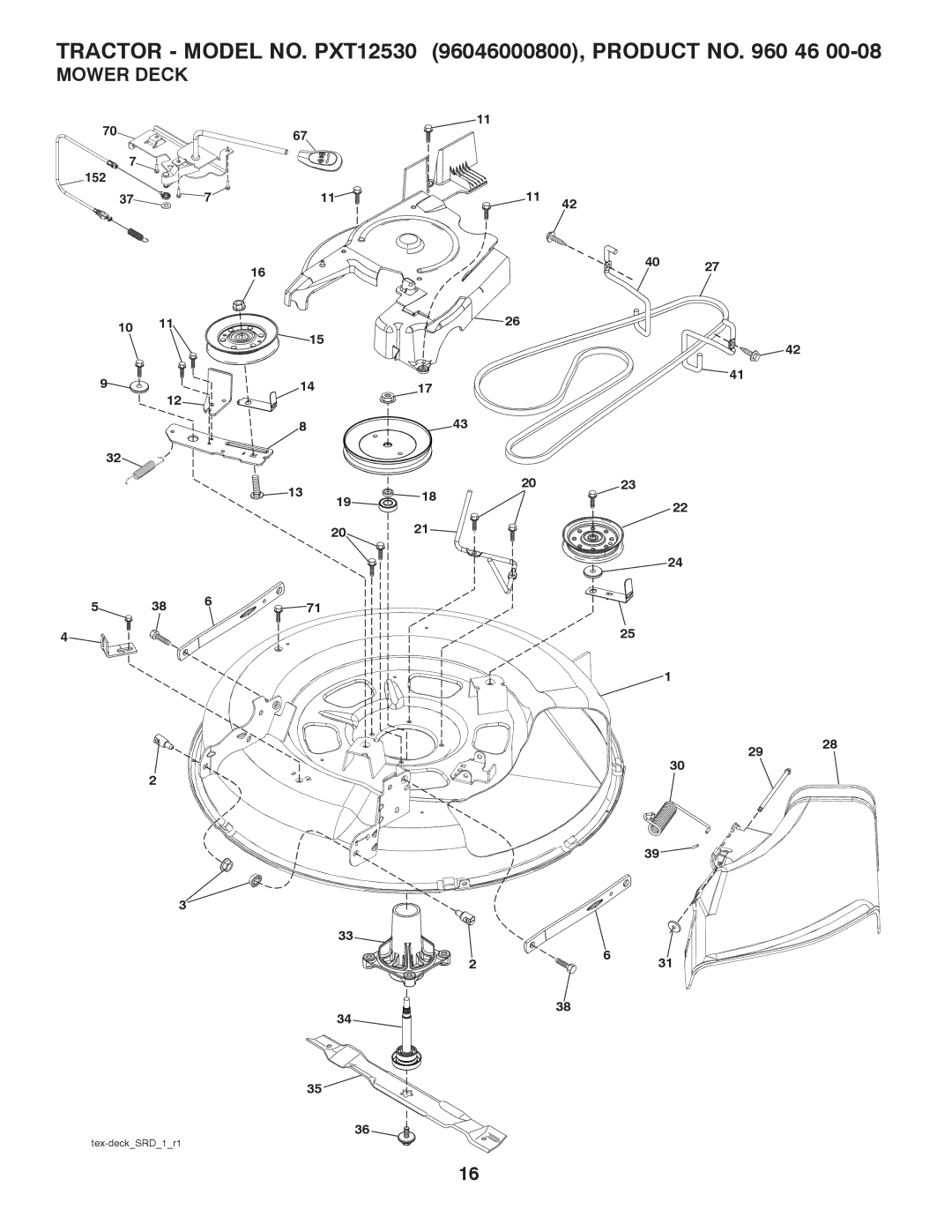 Poulan 96046000800 manual Mower Deck 