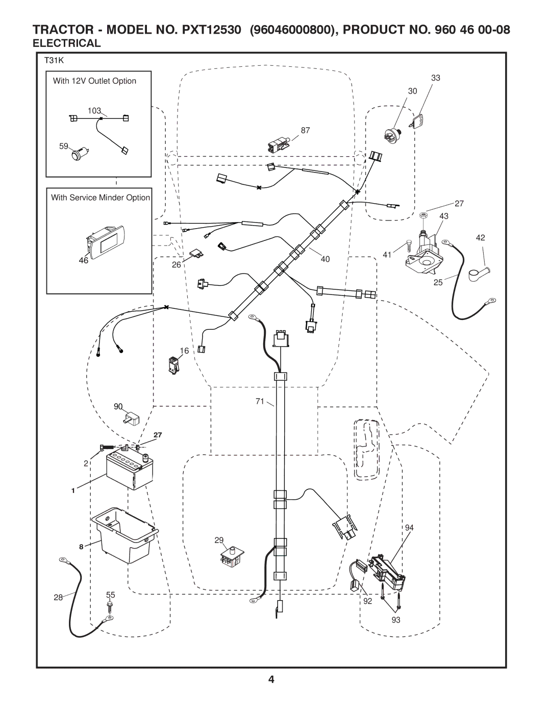 Poulan 96046000800 manual Electrical 