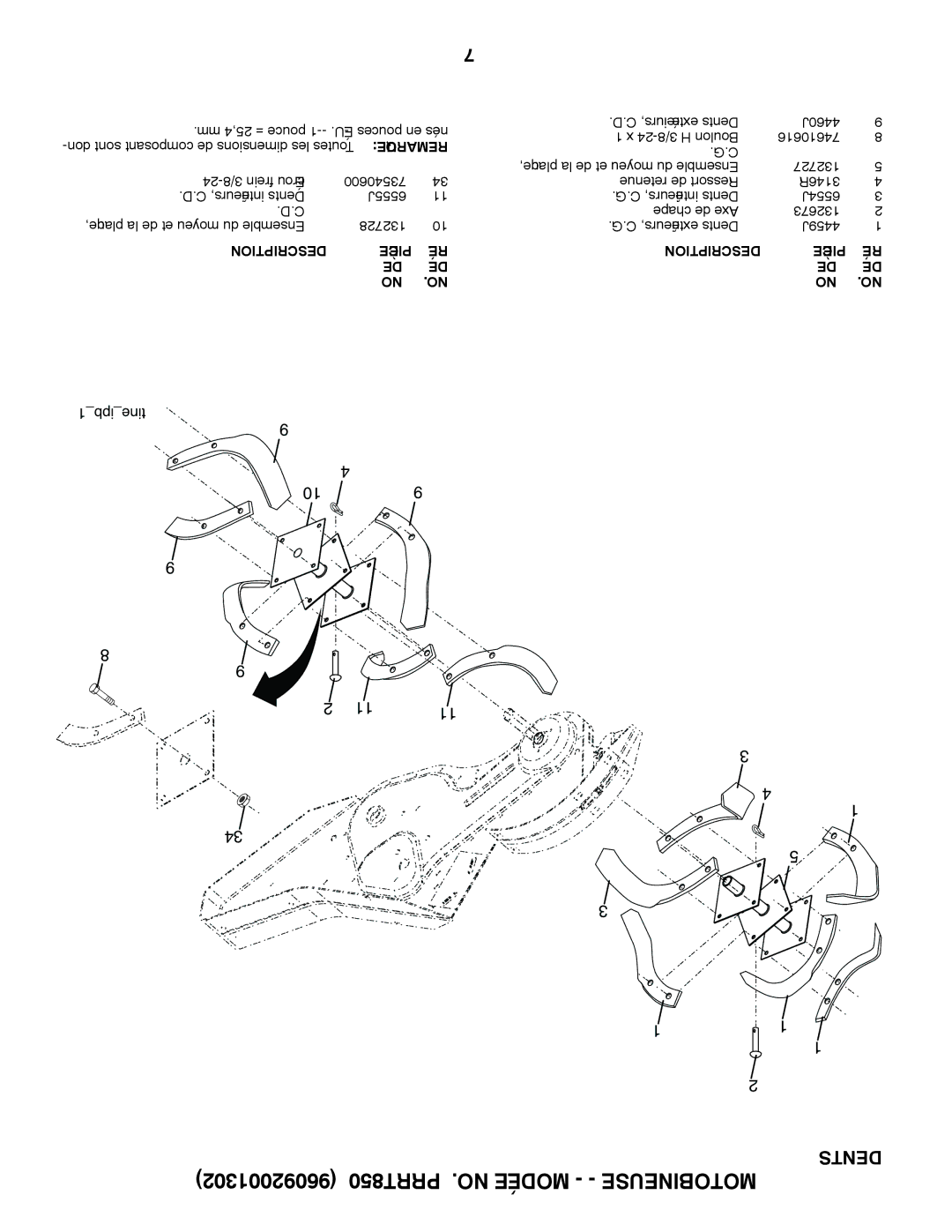 Poulan 96092001302 manual Dents, 1ipbtine 