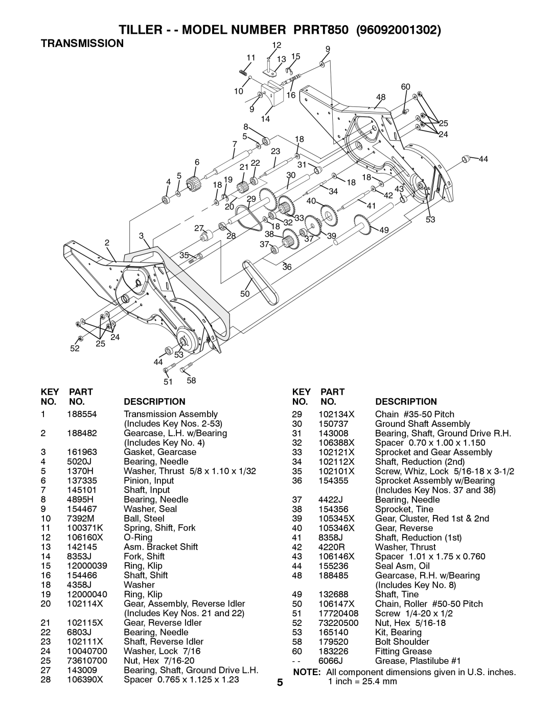 Poulan 96092001302 manual Transmission 