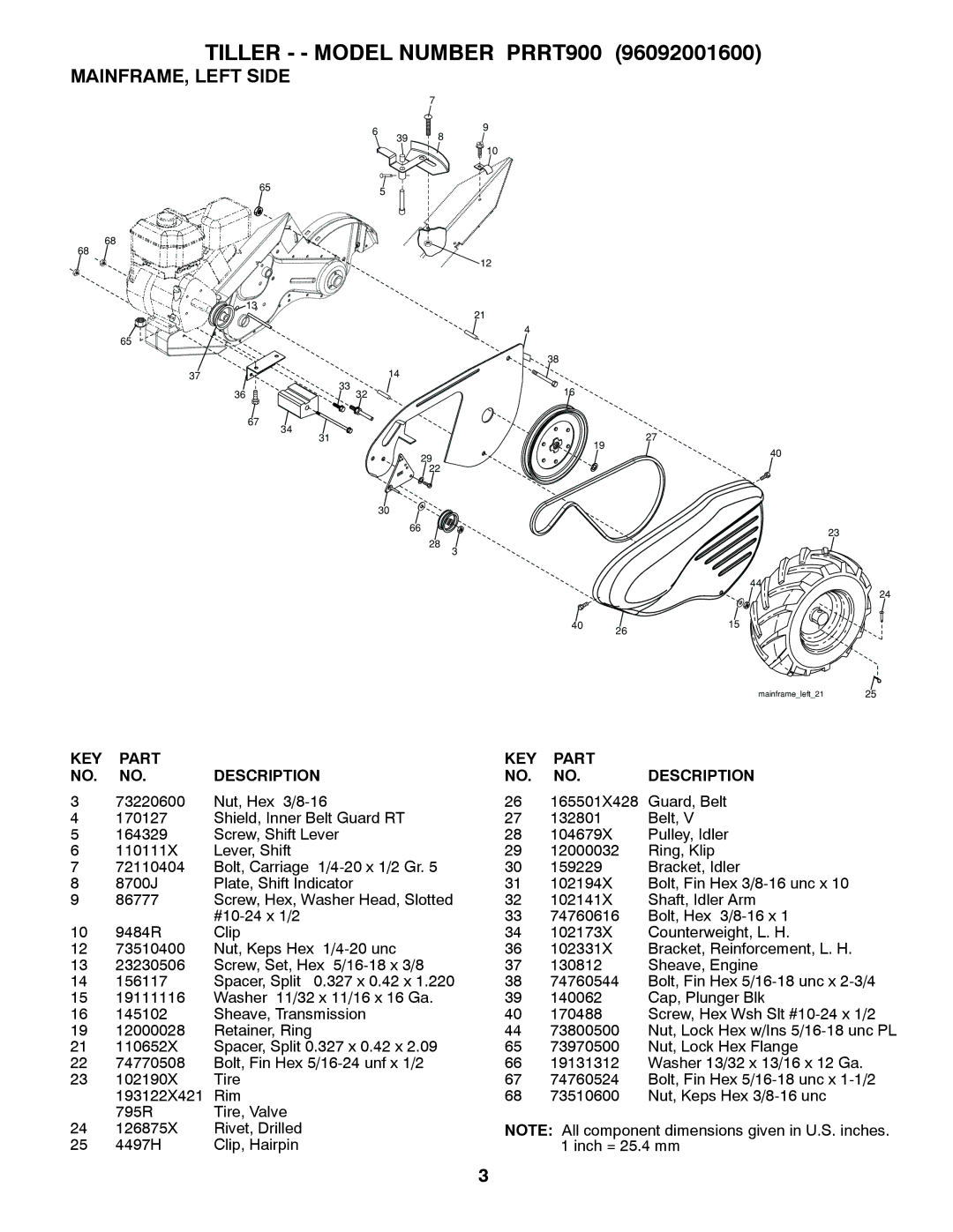 Poulan 96092001600 manual MAINFRAME, Left Side 