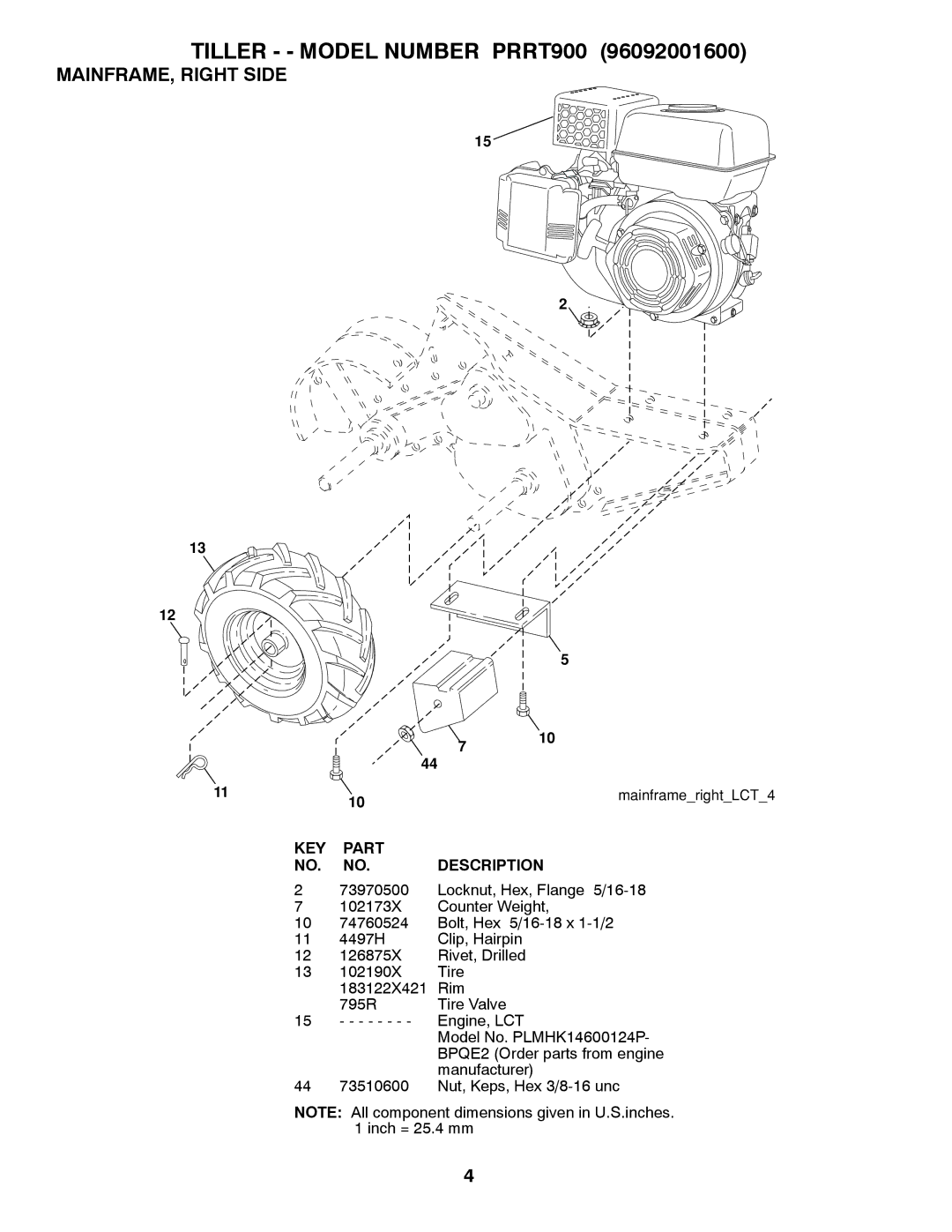 Poulan 96092001600 manual MAINFRAME, Right Side 