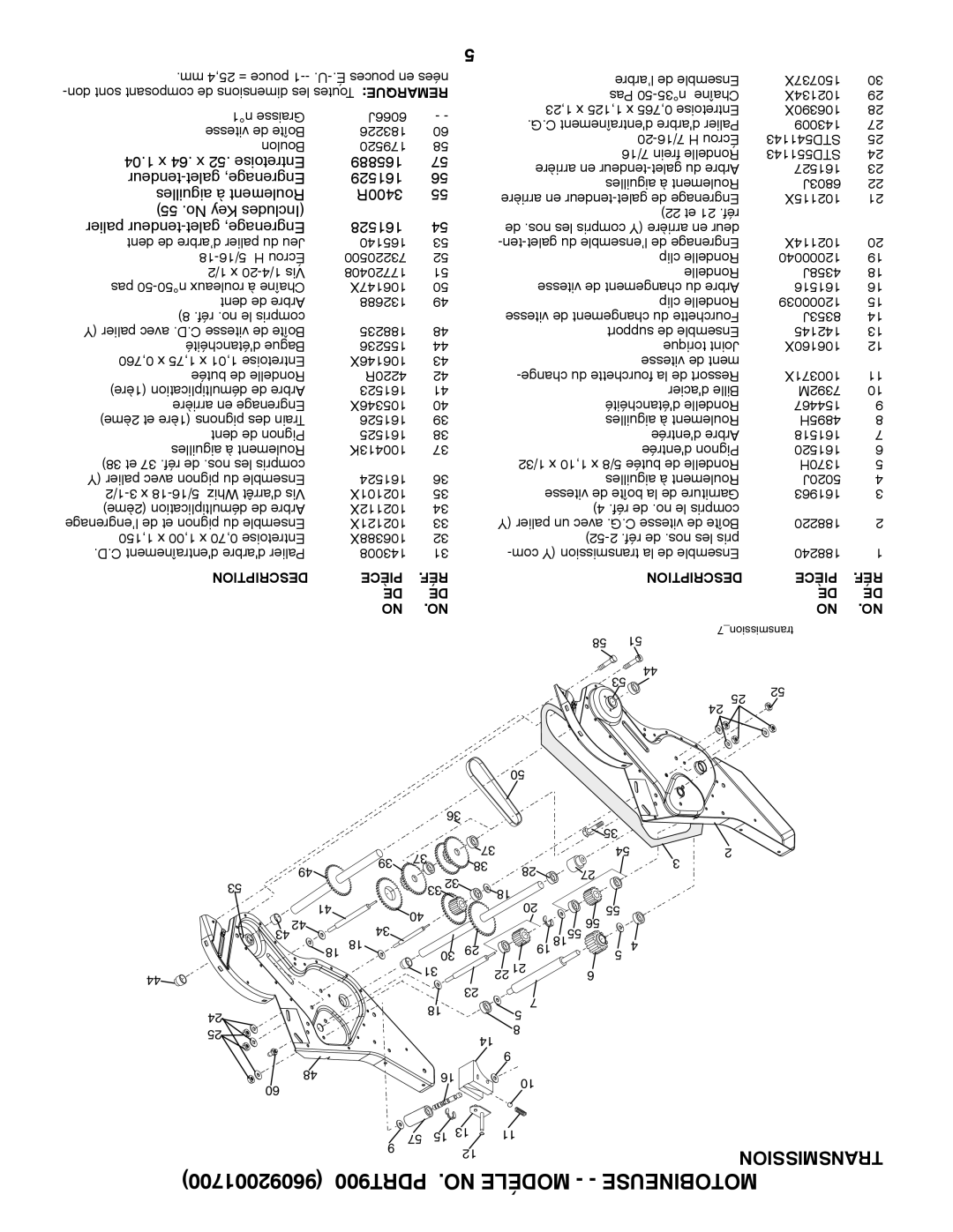 Poulan 96092001700 manual 04.1 x 64. x 52. Entretoise 165889 