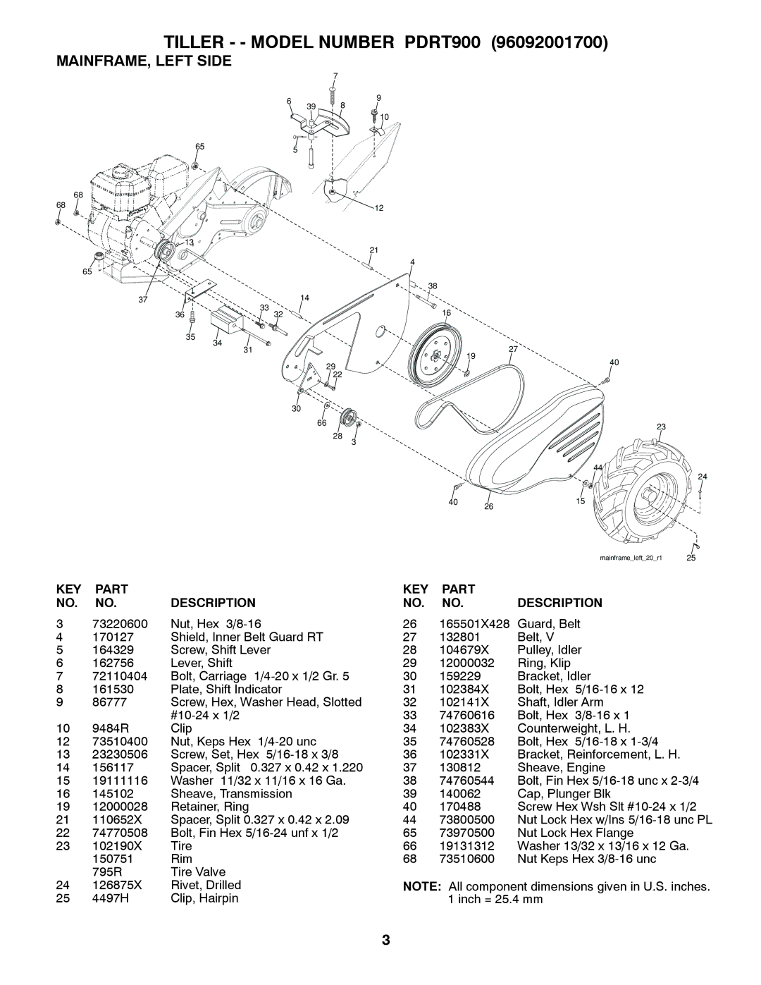 Poulan 96092001700 manual MAINFRAME, Left Side 