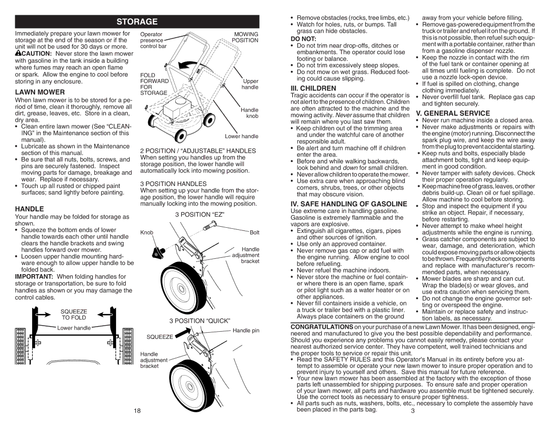 Poulan 961120042 manual Storage 