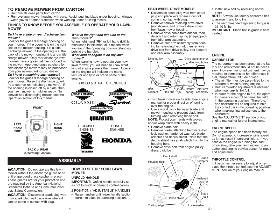 Poulan 961220014, PR600Y22SHP manual Assembly, HOW to SET UP Your Lawn Mower 