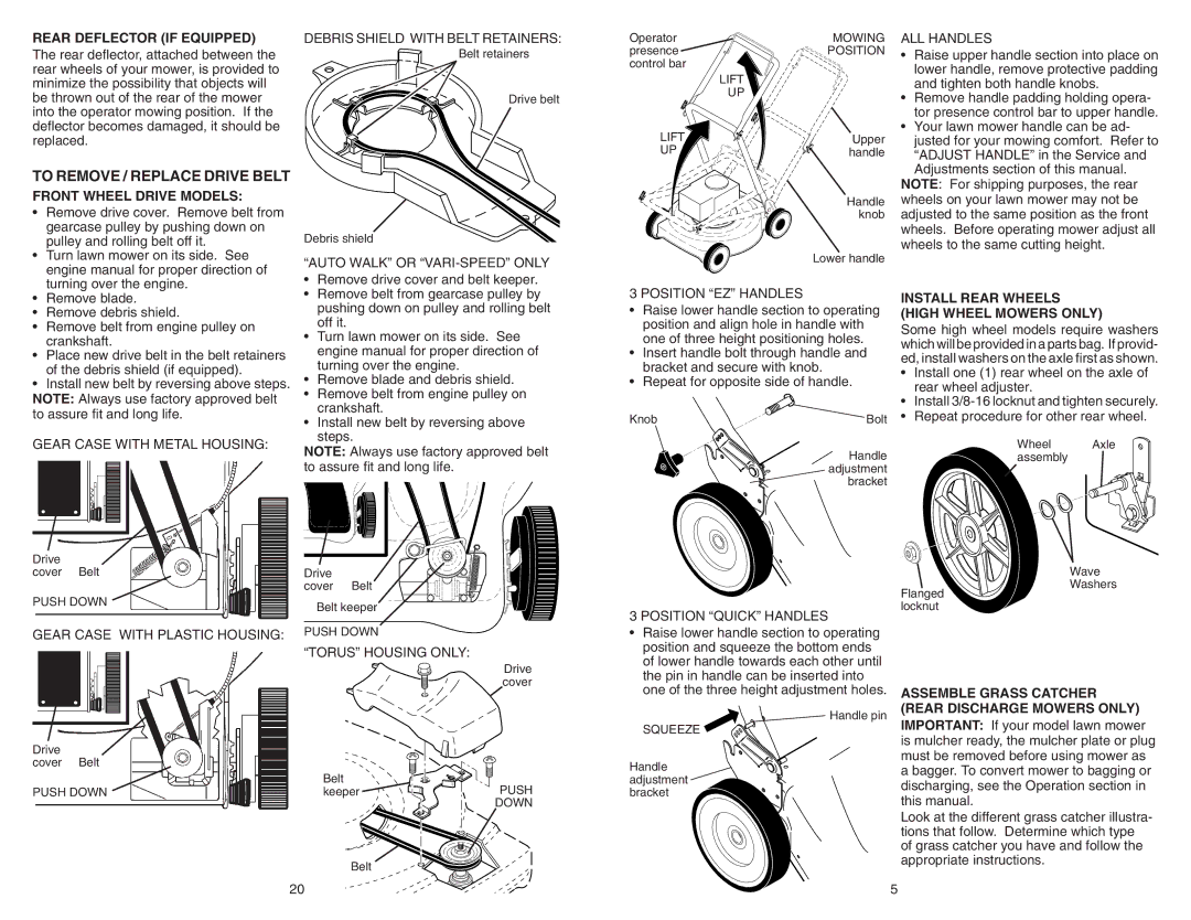 Poulan PR600Y22SHP, 961220014 manual To Remove / Replace Drive Belt, Rear Deflector if Equipped, Front Wheel Drive Models 