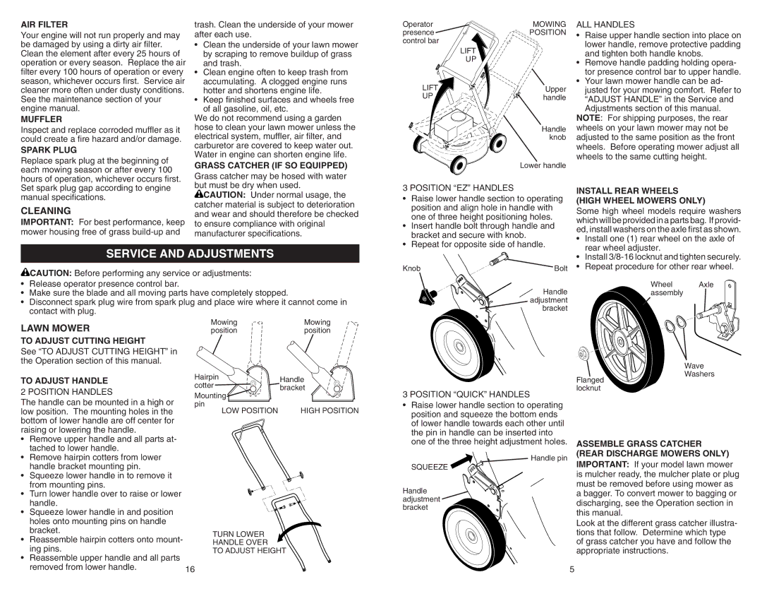 Poulan 961420036 manual Service and Adjustments, Cleaning 