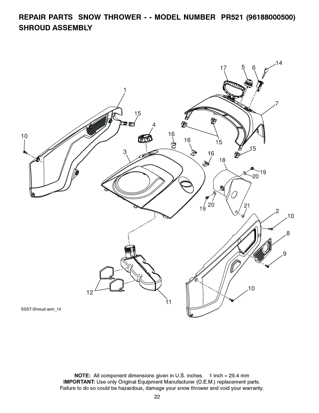 Poulan 439239, 96188000500, PR521 owner manual SSST-Shroud asm14 