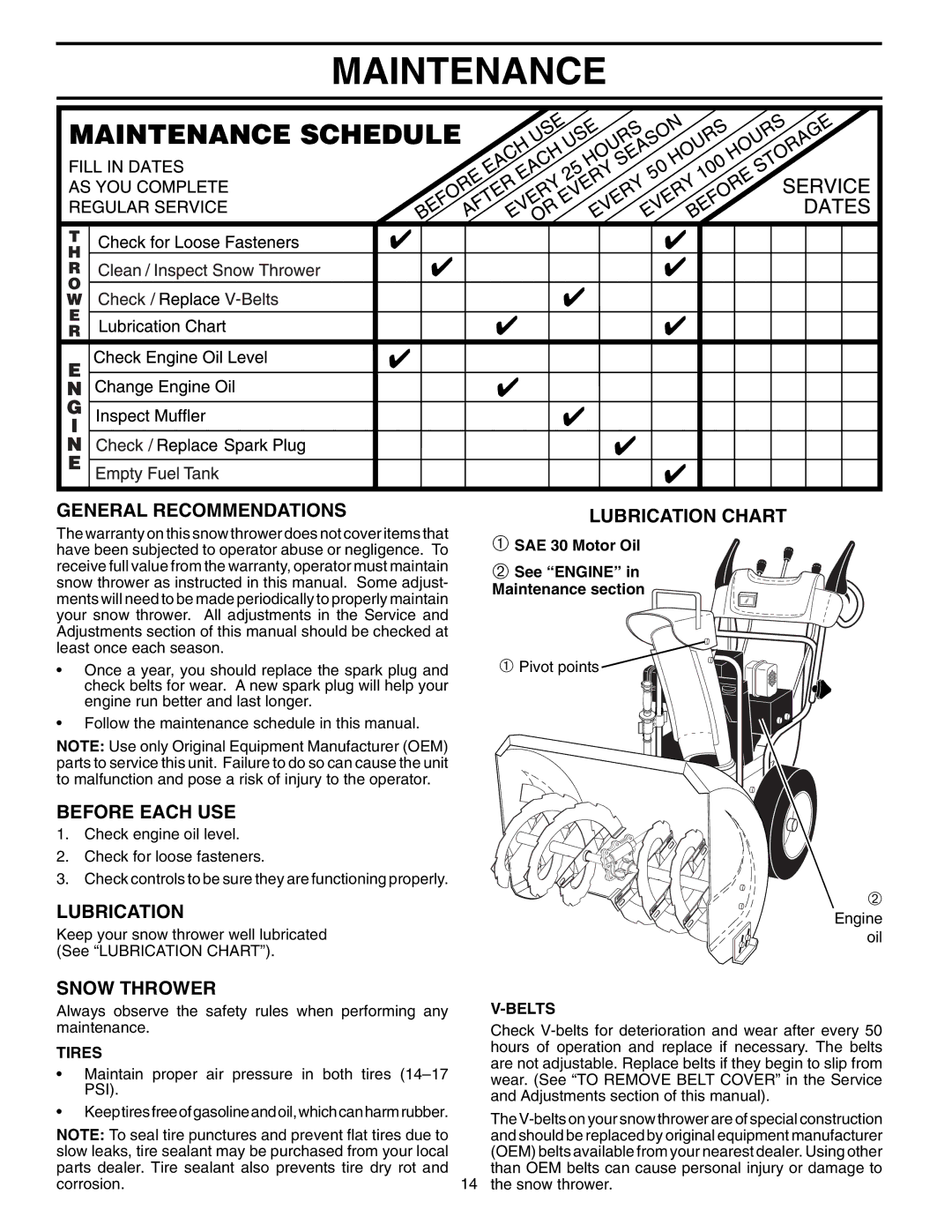 Poulan 96192000400, 199342 owner manual Maintenance 