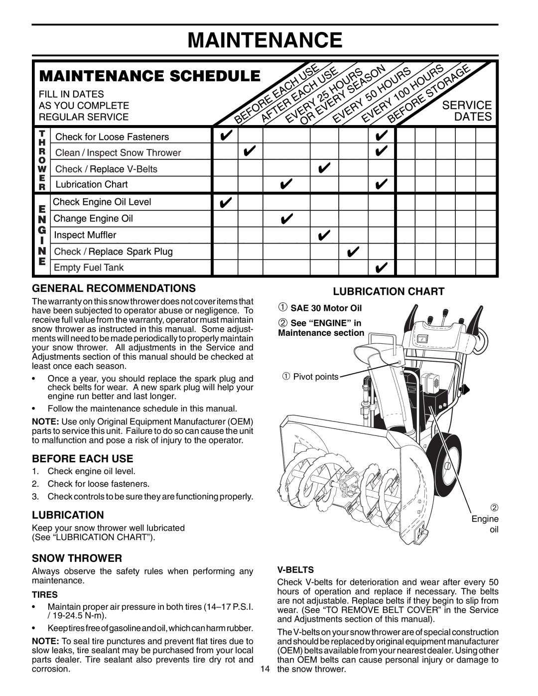 Poulan 96192000600, 199329 owner manual Maintenance 