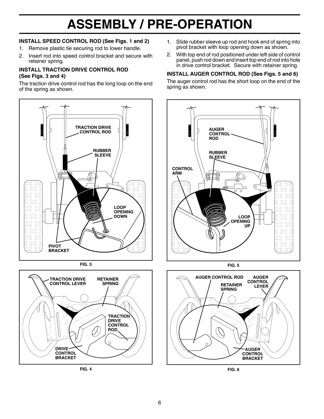 Poulan 96192000600, 199329 owner manual Install Speed Control ROD See Figs, Install Traction Drive Control ROD See Figs 