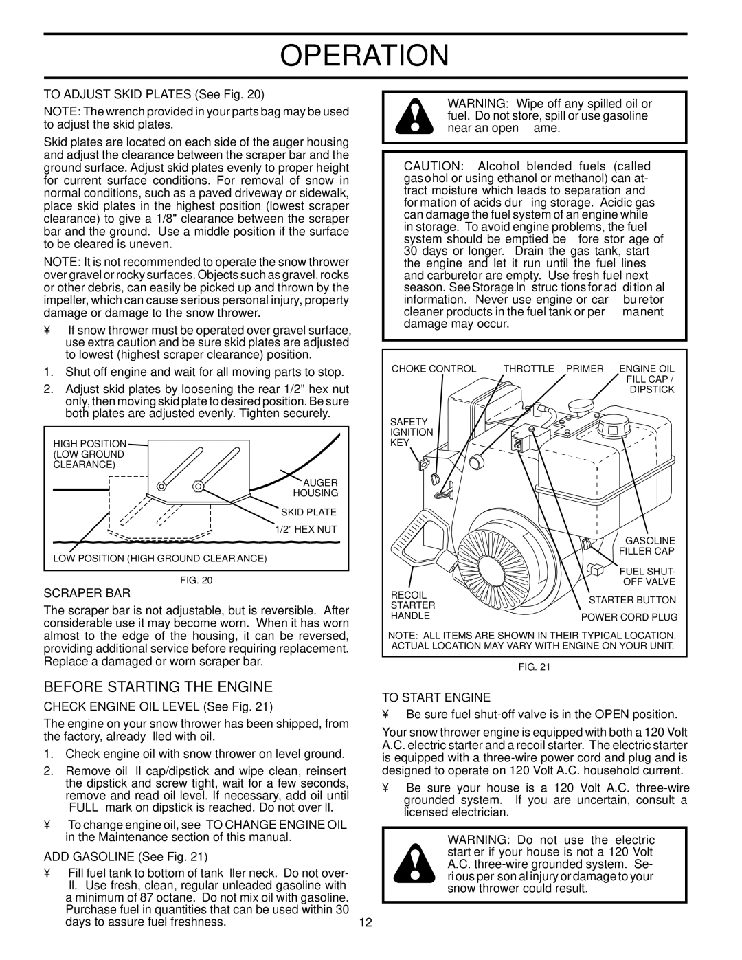 Poulan 96192000700, 199338 owner manual Before Starting the Engine, Scraper BAR, To Start Engine 