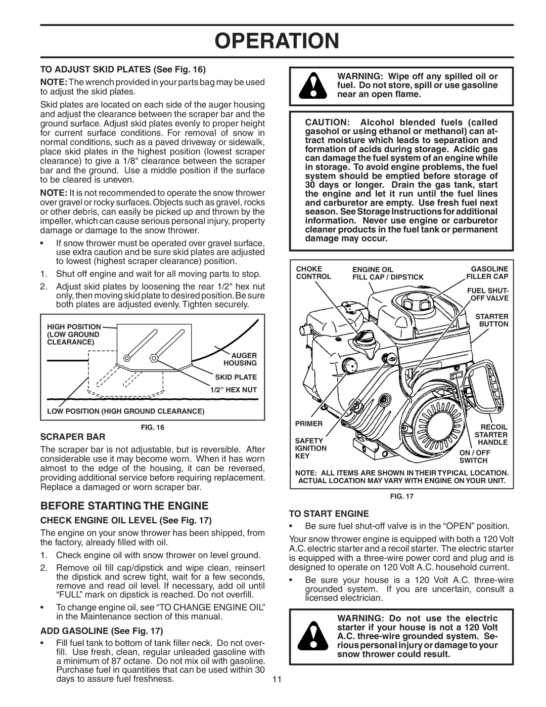 Poulan 403919, 96192000900 owner manual Before Starting the Engine, Scraper BAR, To Start Engine 