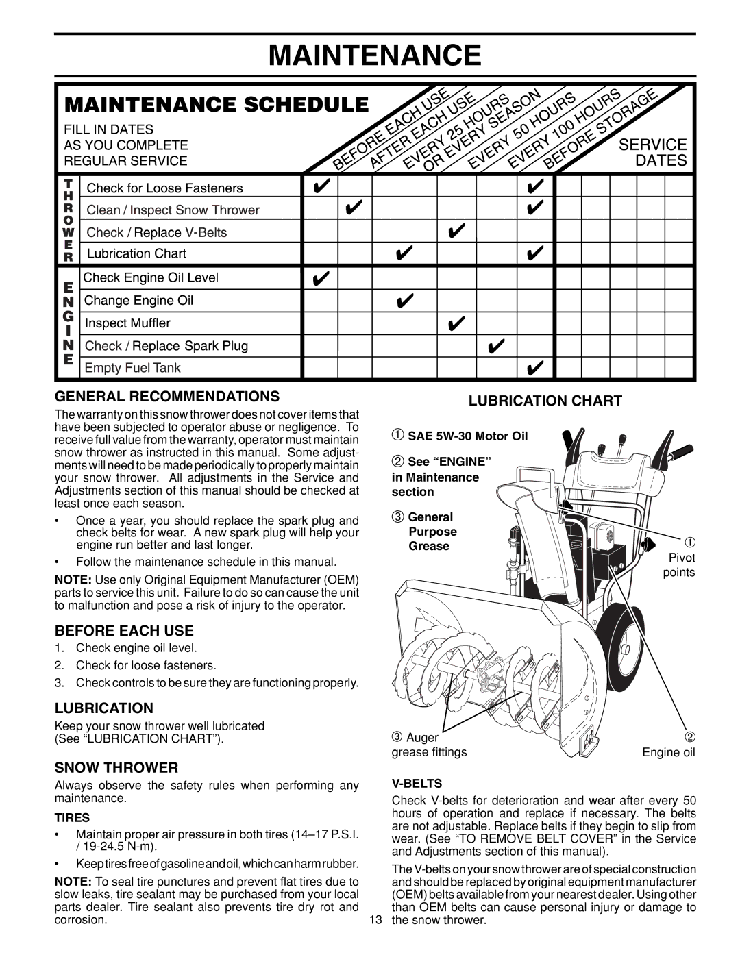 Poulan 96192001100 owner manual Maintenance 