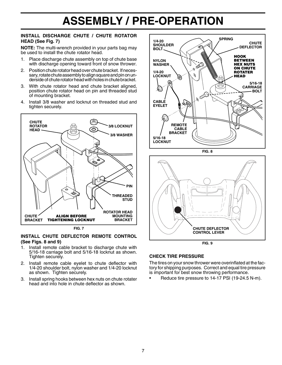 Poulan 406281 Install Discharge Chute / Chute Rotator Head See Fig, Install Chute Deflector Remote Control See Figs 