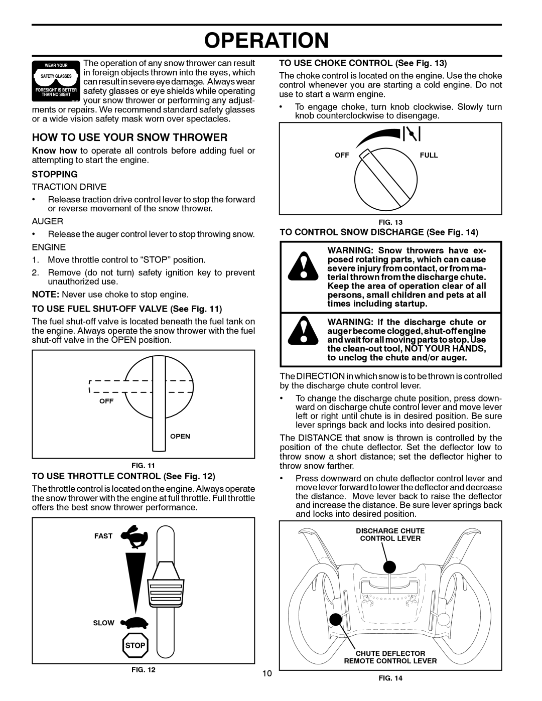 Poulan 96192001803 owner manual HOW to USE Your Snow Thrower, Stopping 