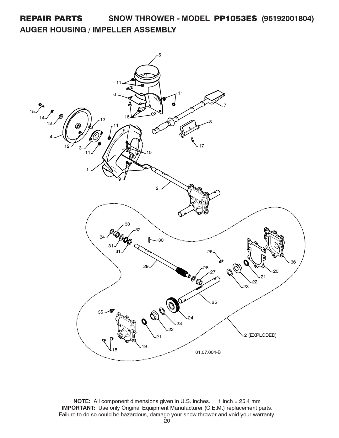 Poulan 96192001804, 421918 owner manual Exploded 